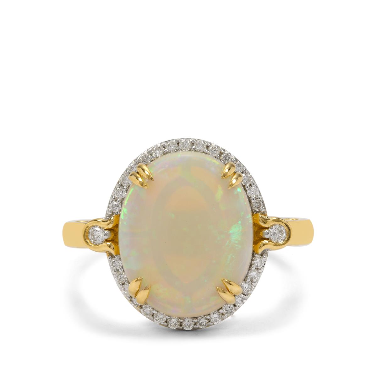 Coober Pedy Opal & Diamond 18K Gold Lorique Ring MTGW 3.42cts | Gemporia