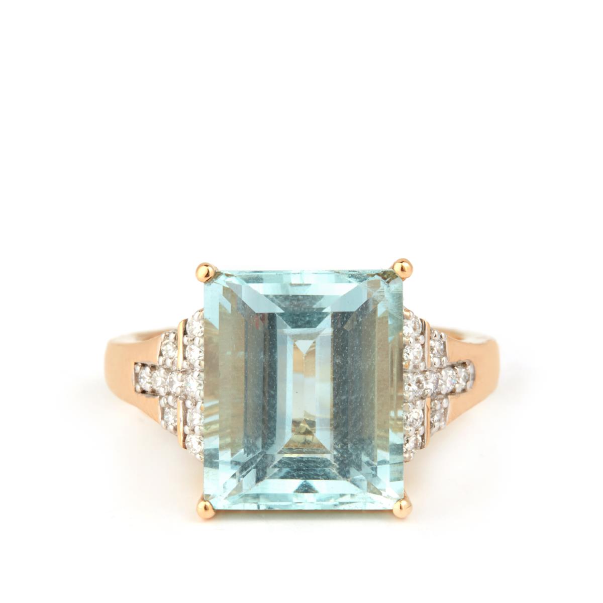 Nigerian Aquamarine & Diamond 18K Gold Ring MTGW 6.40cts | Gemporia