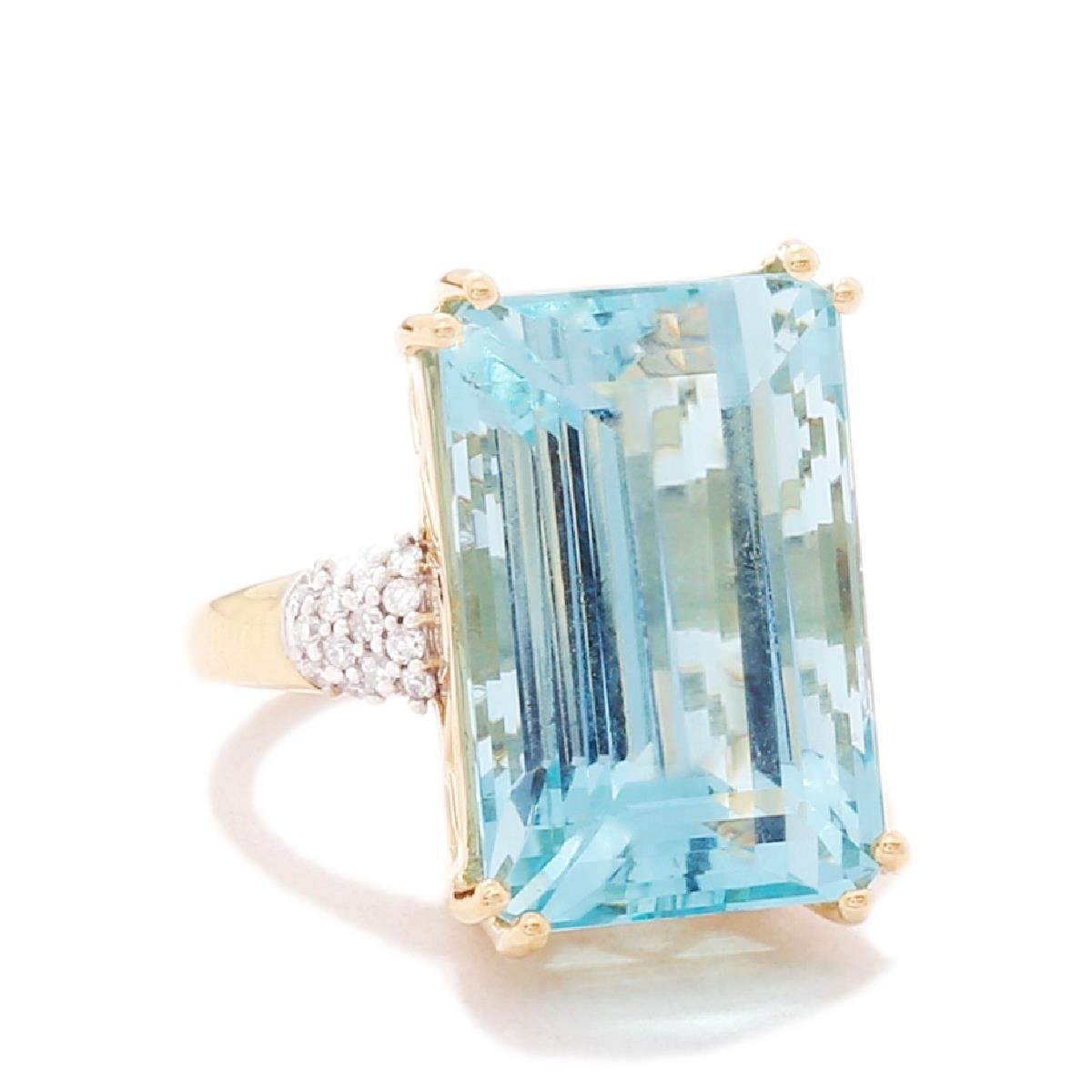 Aquamarine & Diamond 18k Gold Lorique Ring MTGW 21.04cts | Gemporia