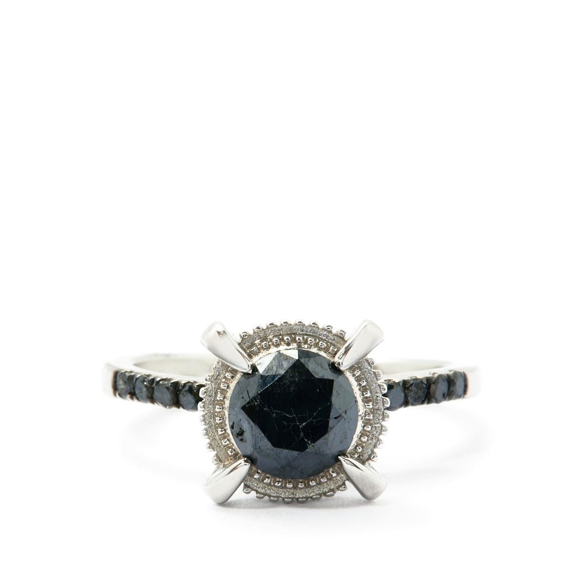 0.54 Carat Genuine Black Diamond .925 Sterling Silver Ring