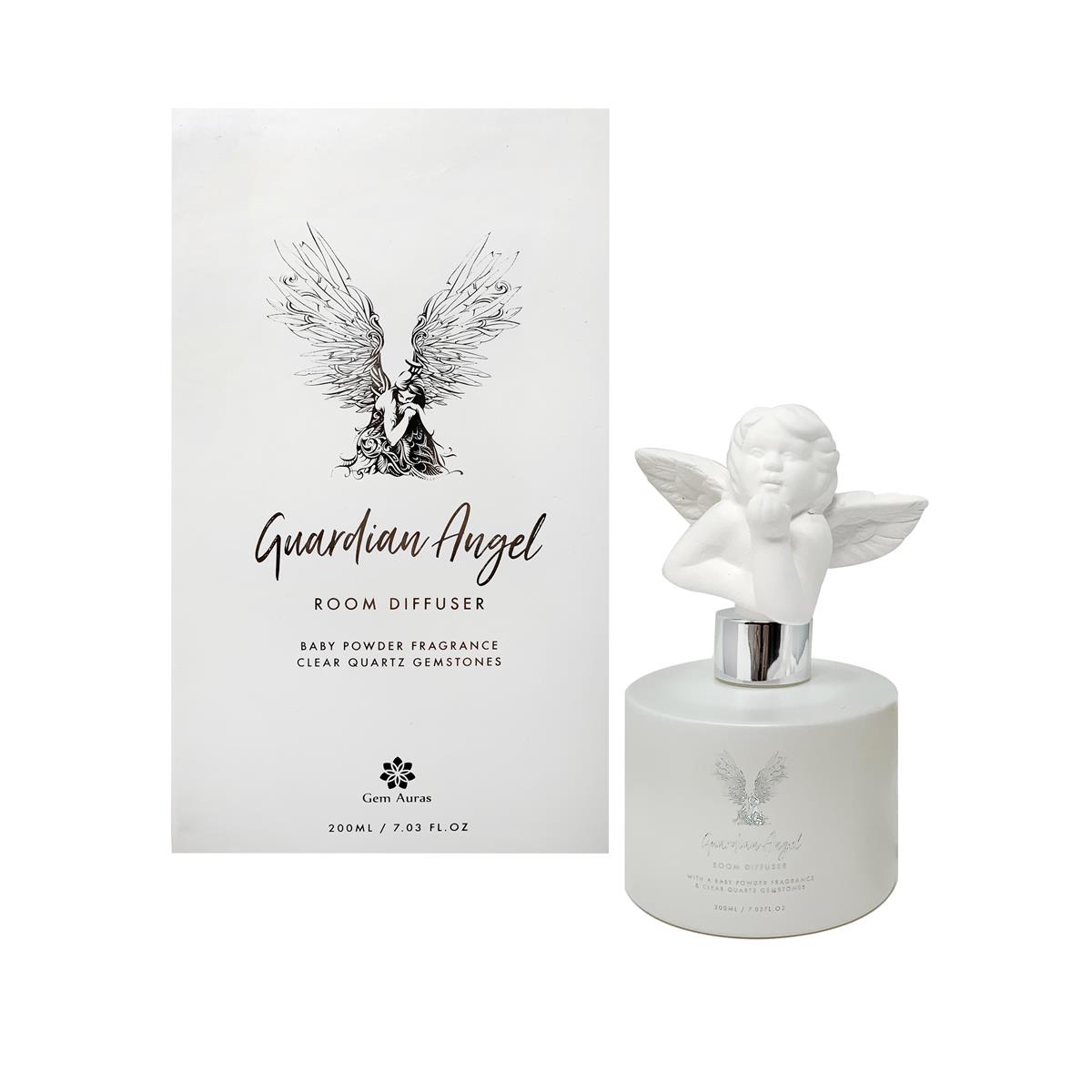 Gem Auras Guardian Angel Room Diffuser with Ceramic Angel and Clear