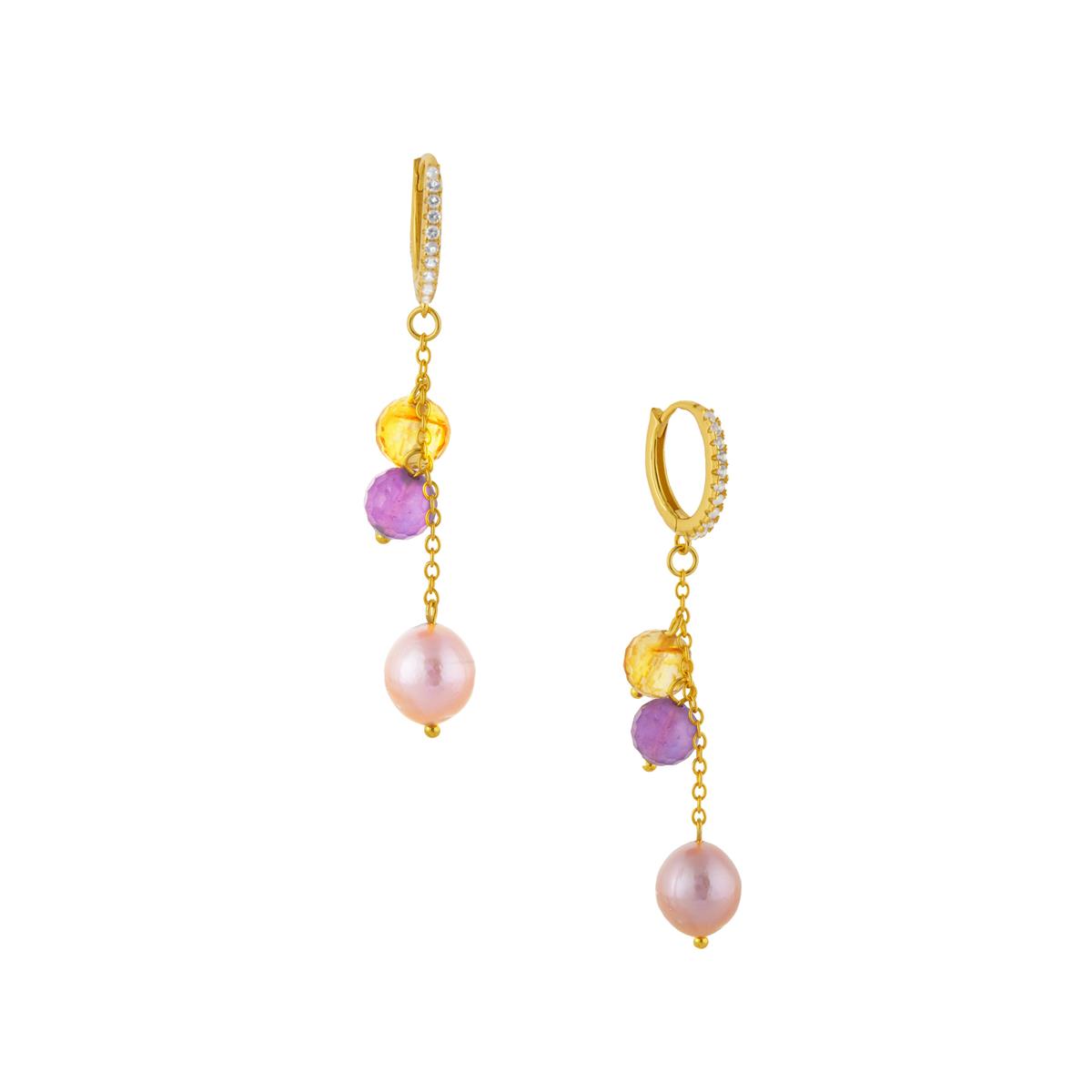 Purple Freshwater Pearl, Amethyst & Citrine Earrings By Suzie Menham 31 ...