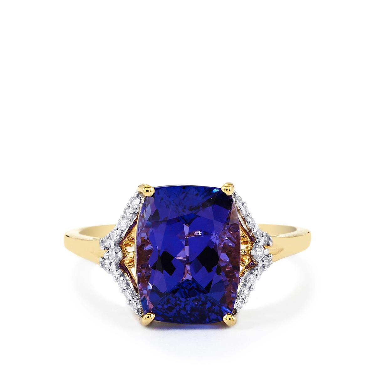 AAA Tanzanite & Diamond 14K Gold Tomas Rae Ring ATGW 4.86cts | Gemporia