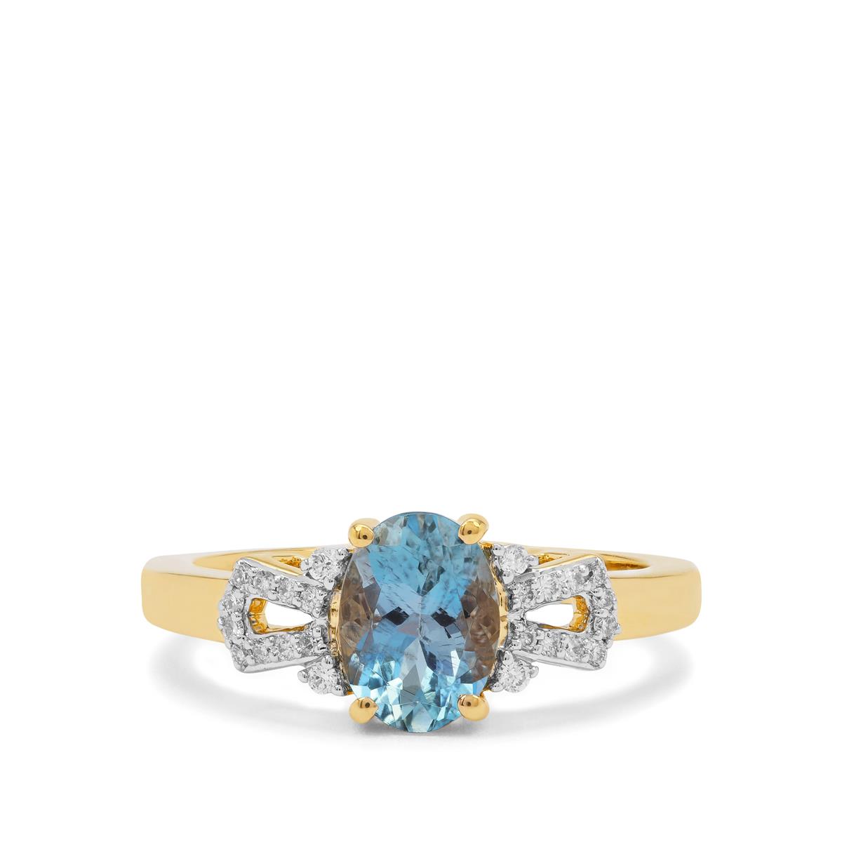 Nigerian Aquamarine & Diamond 18K Gold Tomas Rae Ring MTGW 1.20cts ...