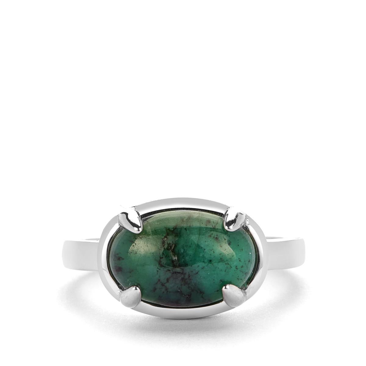 3.85ct Itabira Emerald Sterling Silver Ring | Gemporia