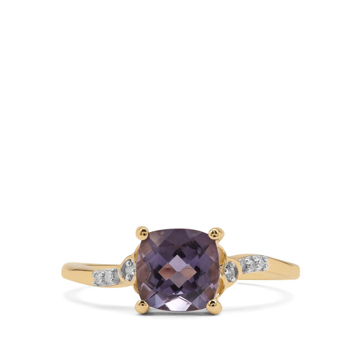 Blueberry Quartz & Diamond 9K Gold Ring ATGW 1.34cts Gemporia