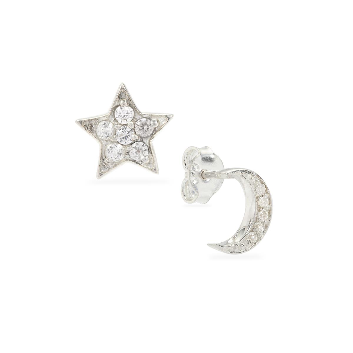 Sterling Silver Purple And White Zircon Earrings