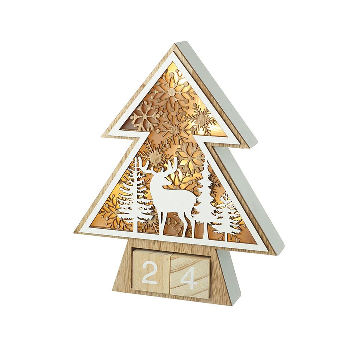 Wooden Light Up Countdown Advent Tree Gemporia