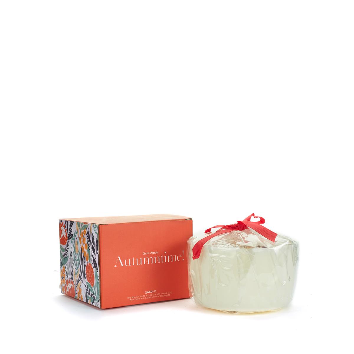 Gem Auras Autumn Candle Refill, Walnut Wood & Spice fragrance with