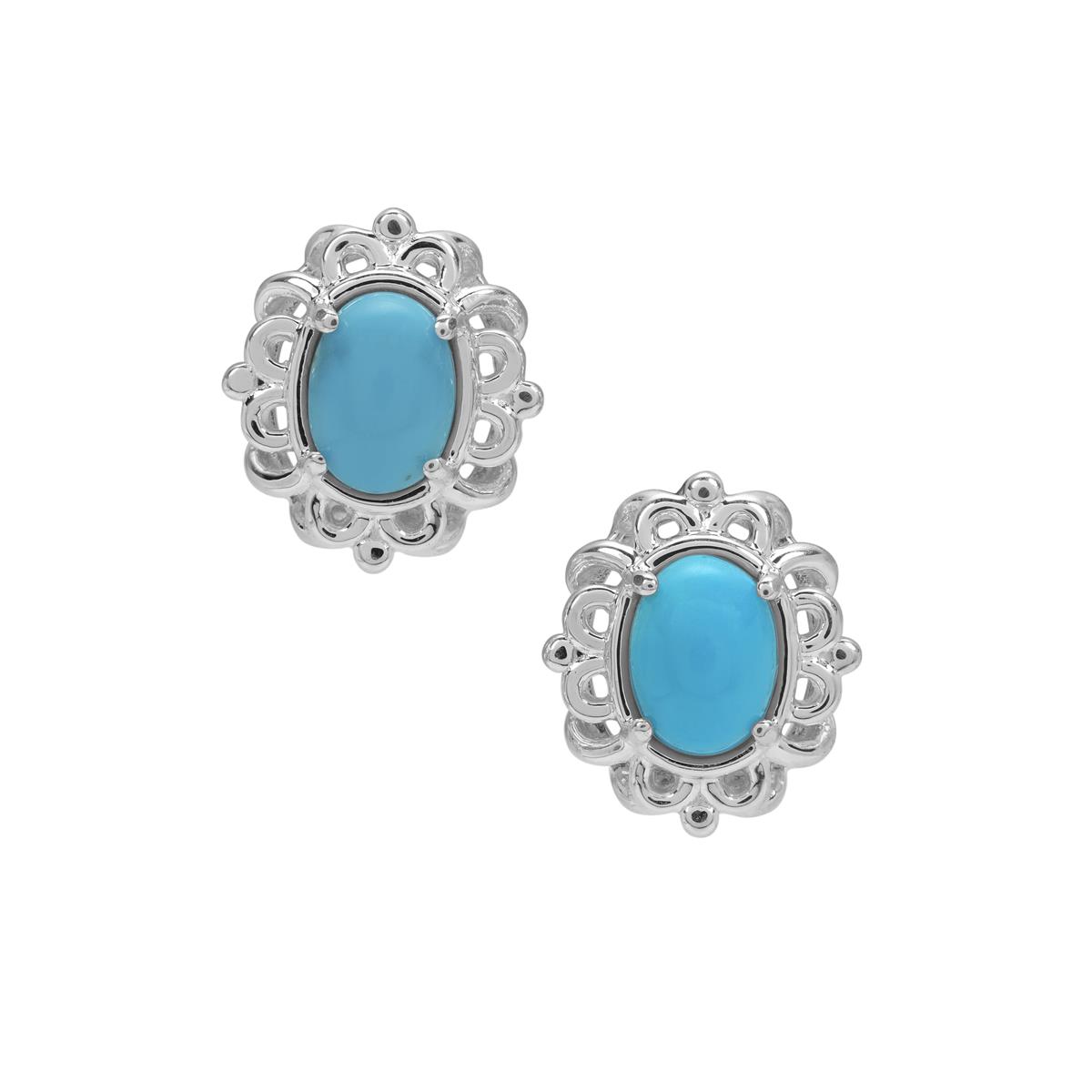 1.70ct Sleeping Beauty Turquoise Sterling Silver Earrings | Gemporia