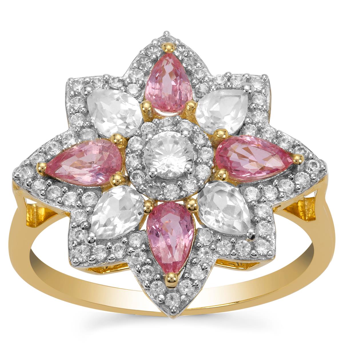 Sakaraha Pink Sapphire & White Zircon 9K Gold Ring ATGW 2.50cts | Gemporia