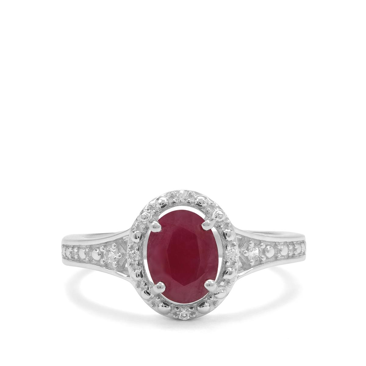 Bharat Ruby & White Zircon Sterling Silver Ring ATGW 1.95cts | Gemporia