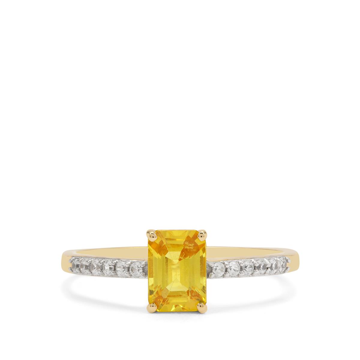 Yellow Sapphire & White Zircon 9K Gold Ring ATGW 1.25cts | Gemporia