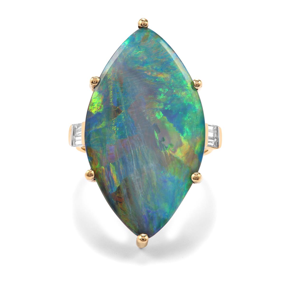 Crystal Opal on Ironstone & Diamond 18K Gold Lorique Ring | Gemporia