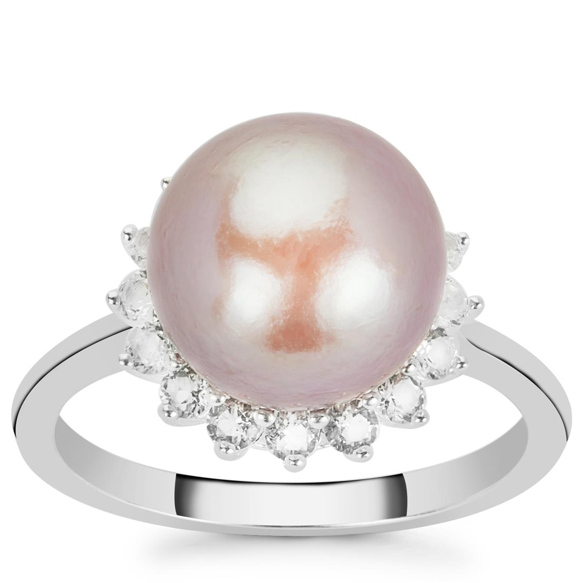 Naturally Coloured Purple Pearl In Sterling Silver Ring (10mm) | Gemporia