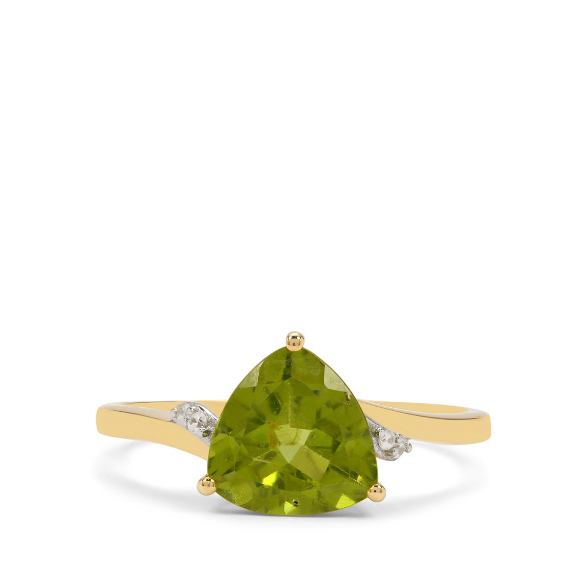 Changbai Peridot & White Zircon 9K Gold Ring ATGW 2cts Gemporia