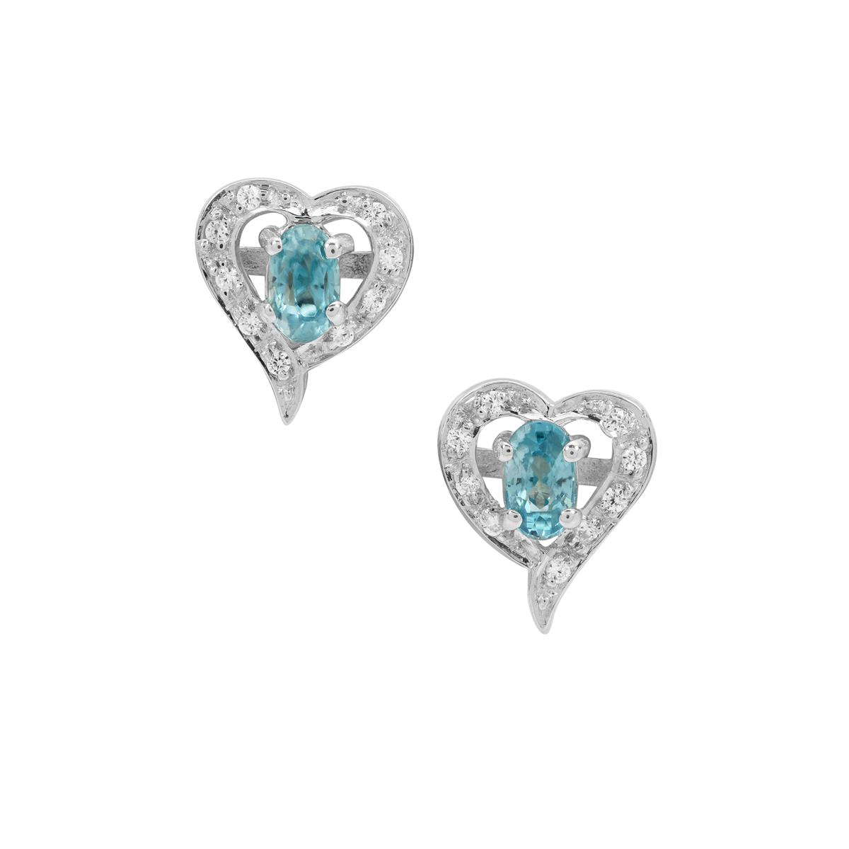 0.95ct Ratanakiri Blue & White Zircon Sterling Silver Earrings | Gemporia