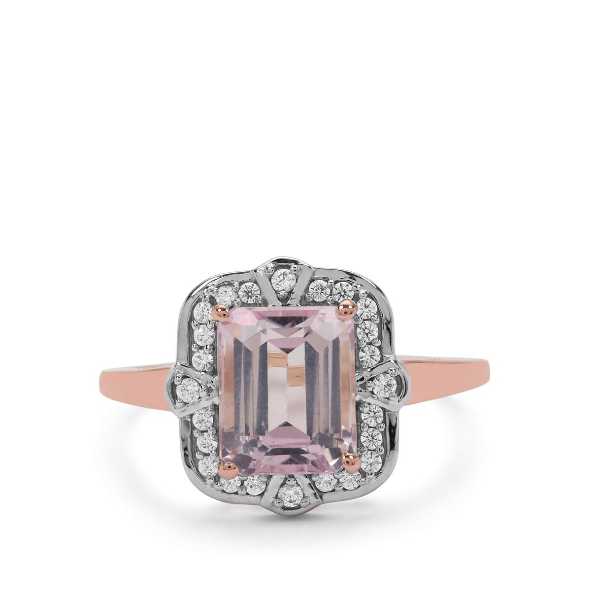 Mawi Kunzite & White Zircon 9K Rose Gold Ring ATGW 2.85cts | Gemporia