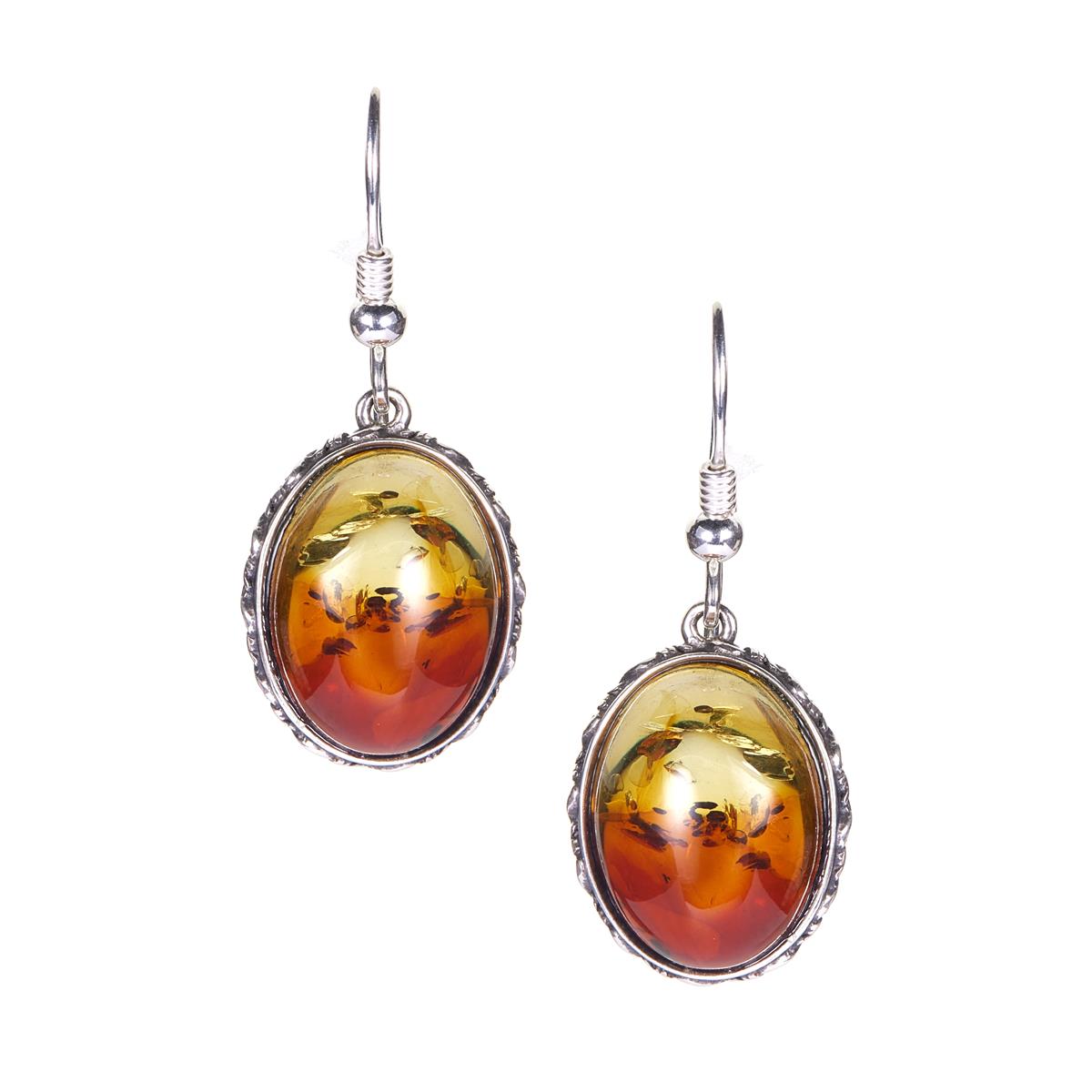 Baltic Ombre Amber Sterling Silver Earrings (15 x 11mm) | Gemporia