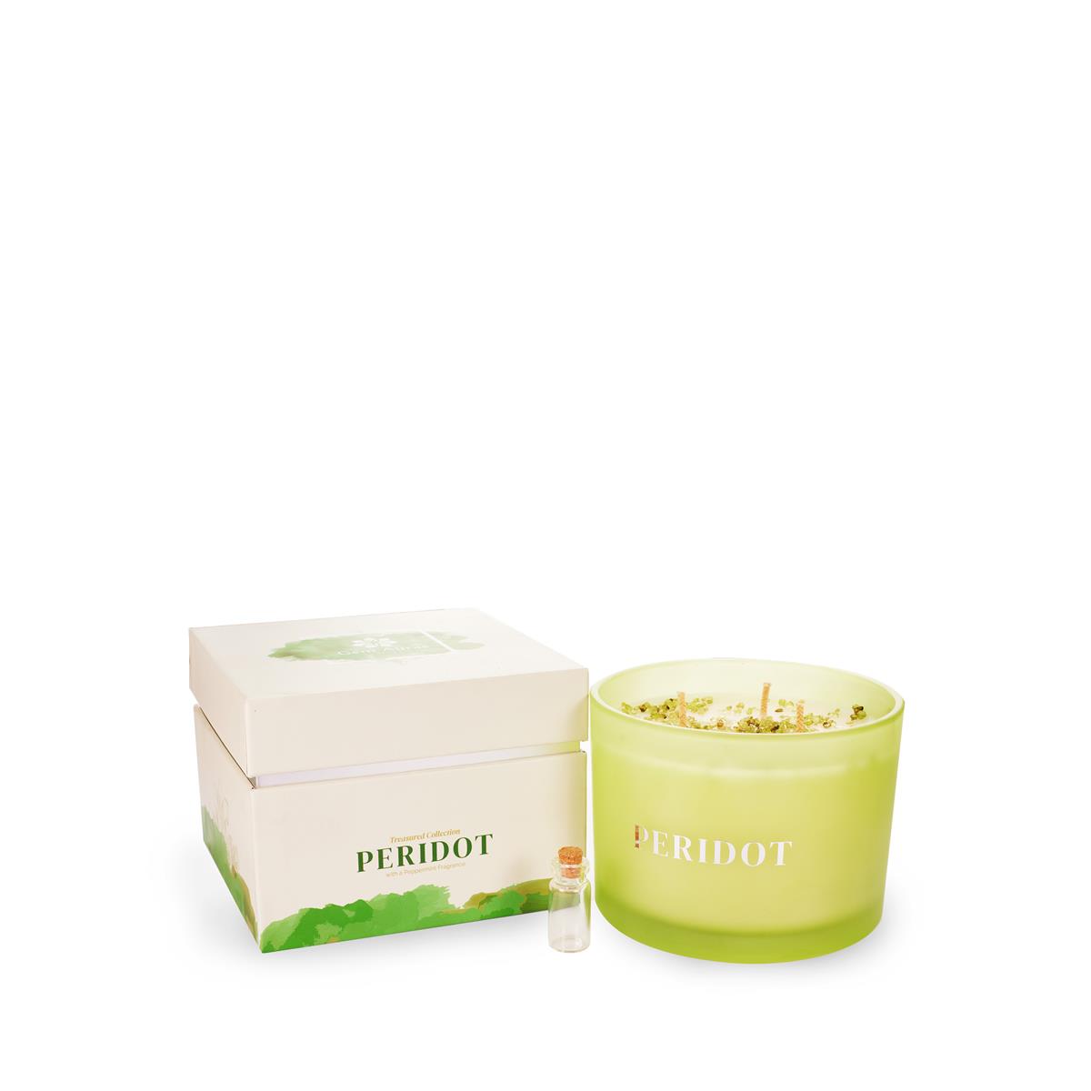 Gem Auras August Birthstone Triple Wick Peppermint Candle with Peridot