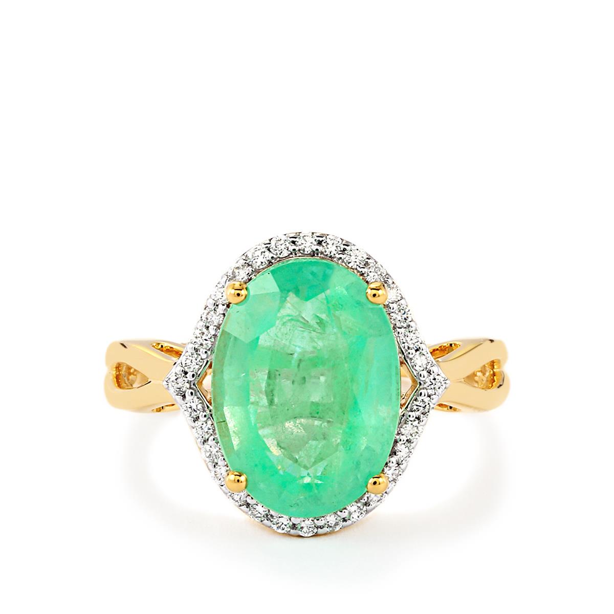 Siberian Emerald & Diamond 18K Gold Lorique Ring MTGW 4.23cts | Gemporia