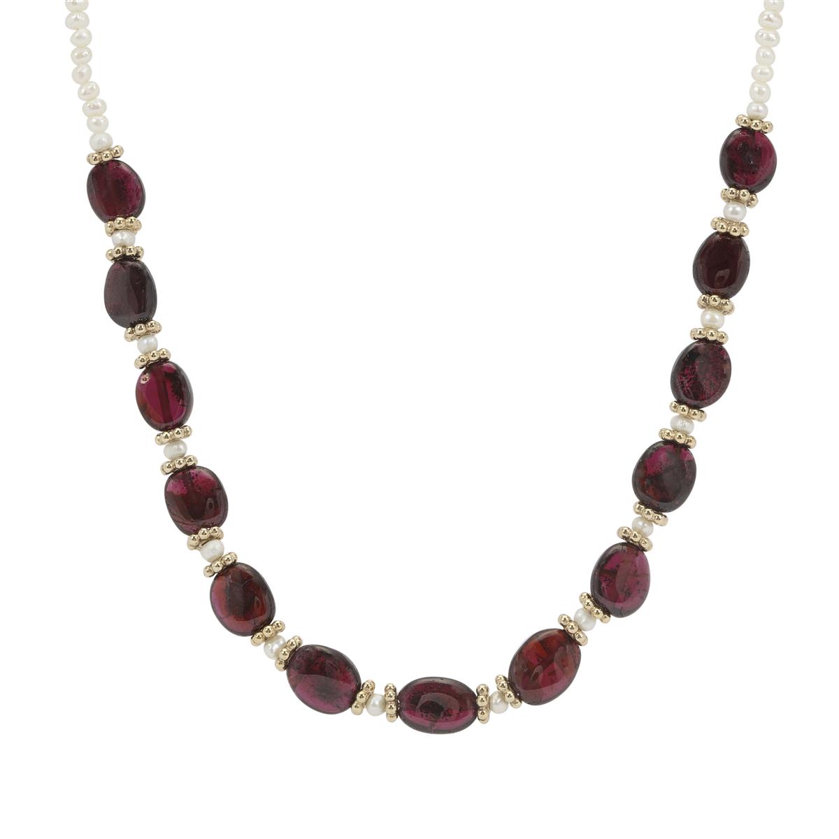 Rajasthan Garnet & Kaori Cultured Pearl Midas Slider Necklace | Gemporia