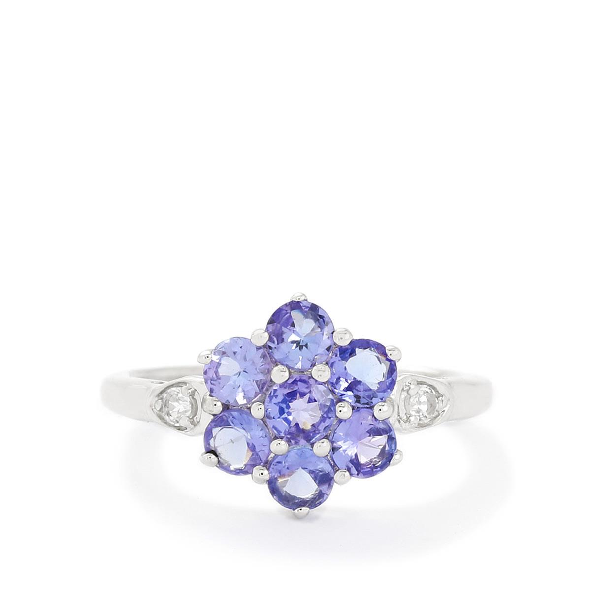Genuine Tanzanite & White Topaz Sterling Silver Petite Ring - 925 Silver, December Birthstone, Women's Promise Ring - View #9