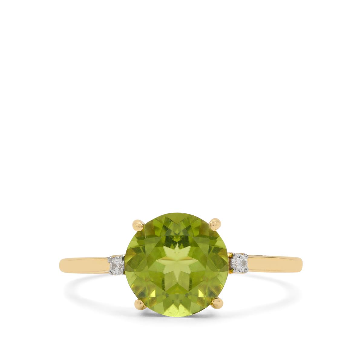 Changbai Peridot & White Zircon 9K Gold Ring ATGW 2.55cts Gemporia