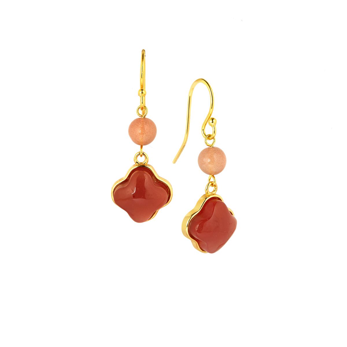 Nanhong Agate Earrings in Gold Tone Sterling Silver 15cts | Gemporia