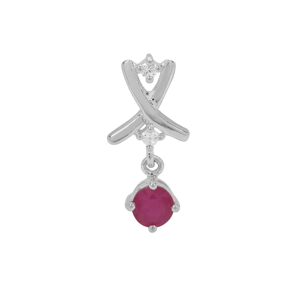 4.15 Carat Genuine Ruby and White Zircon .925 Sterling Silver Pendant main image 0