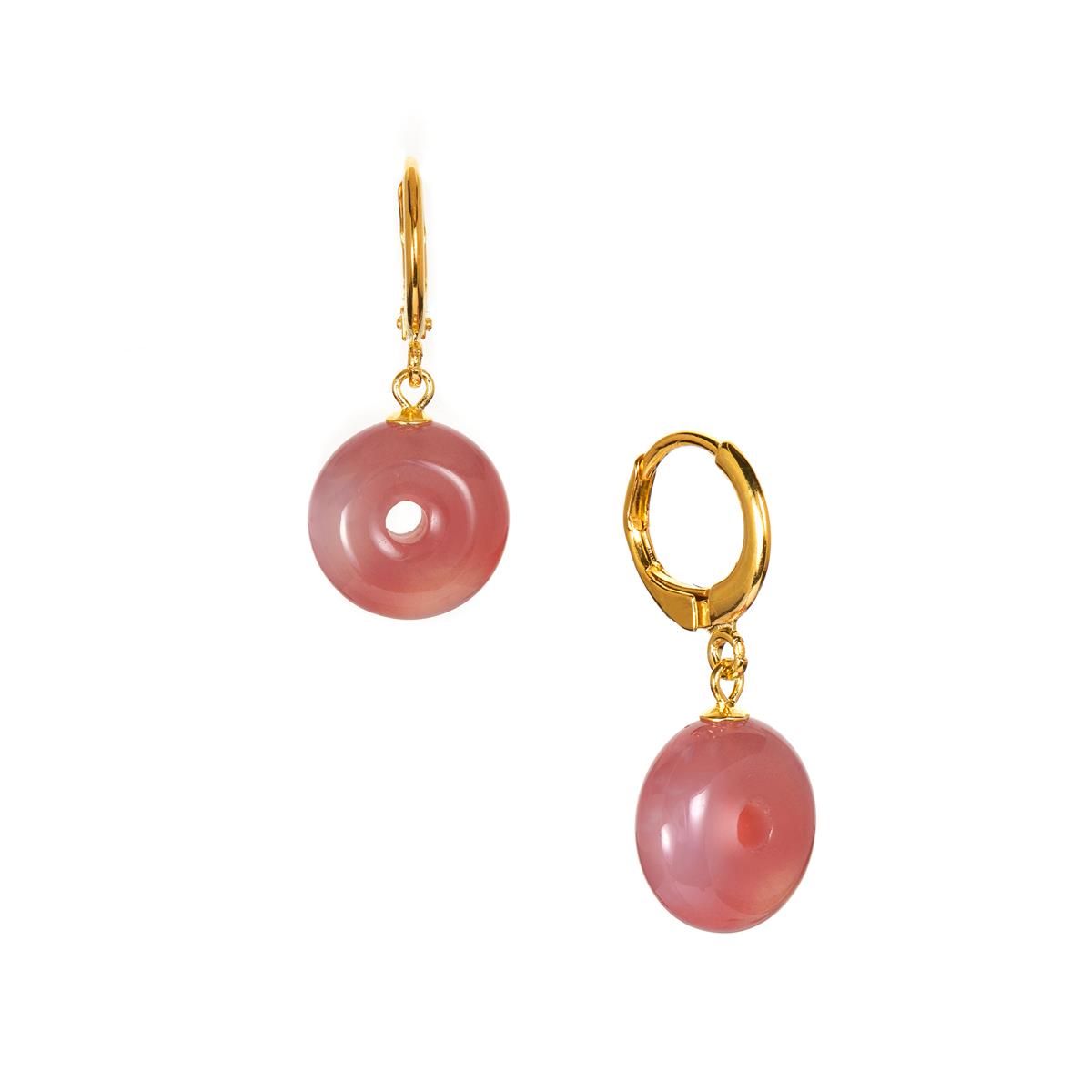 12cts Nanhong Agate Gold Tone Sterling Silver Earrings | Gemporia