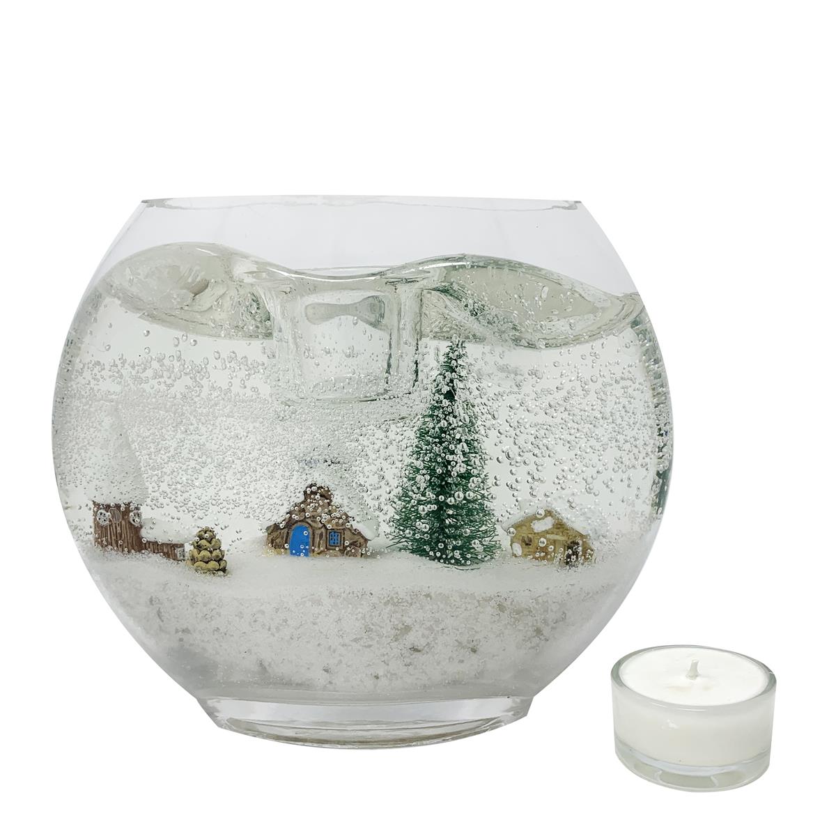 Gem Auras Snow Scene Candle Tealight Holder with Clear Quartz ATGW