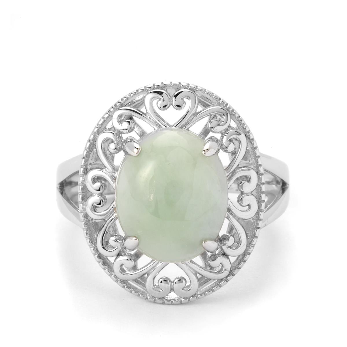 4.9ct Genuine Jade Sterling Silver Ring | Gemporia