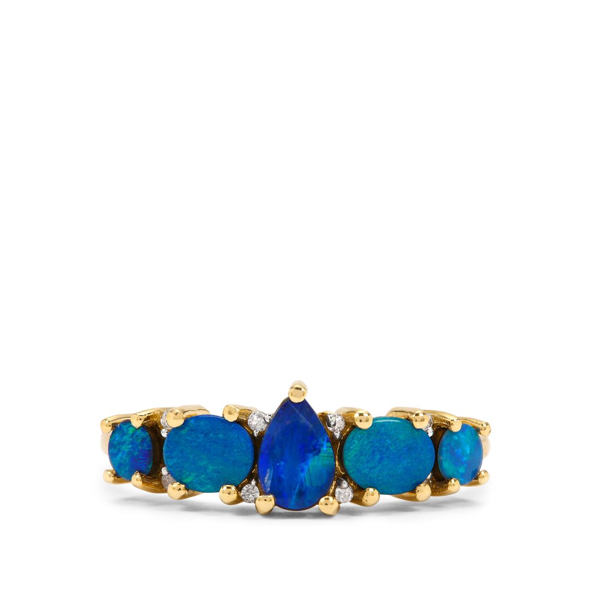 Crystal Opal on Ironstone & White Zircon 9K Gold Ring Gemporia