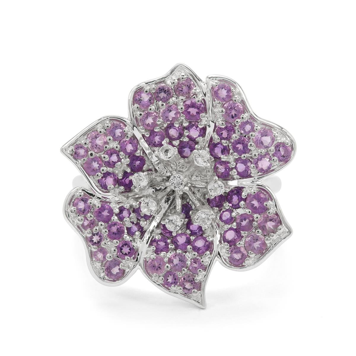 Ombre Floral Fiore Ametista Amethyst & White Topaz Sterling Silver Ring ...