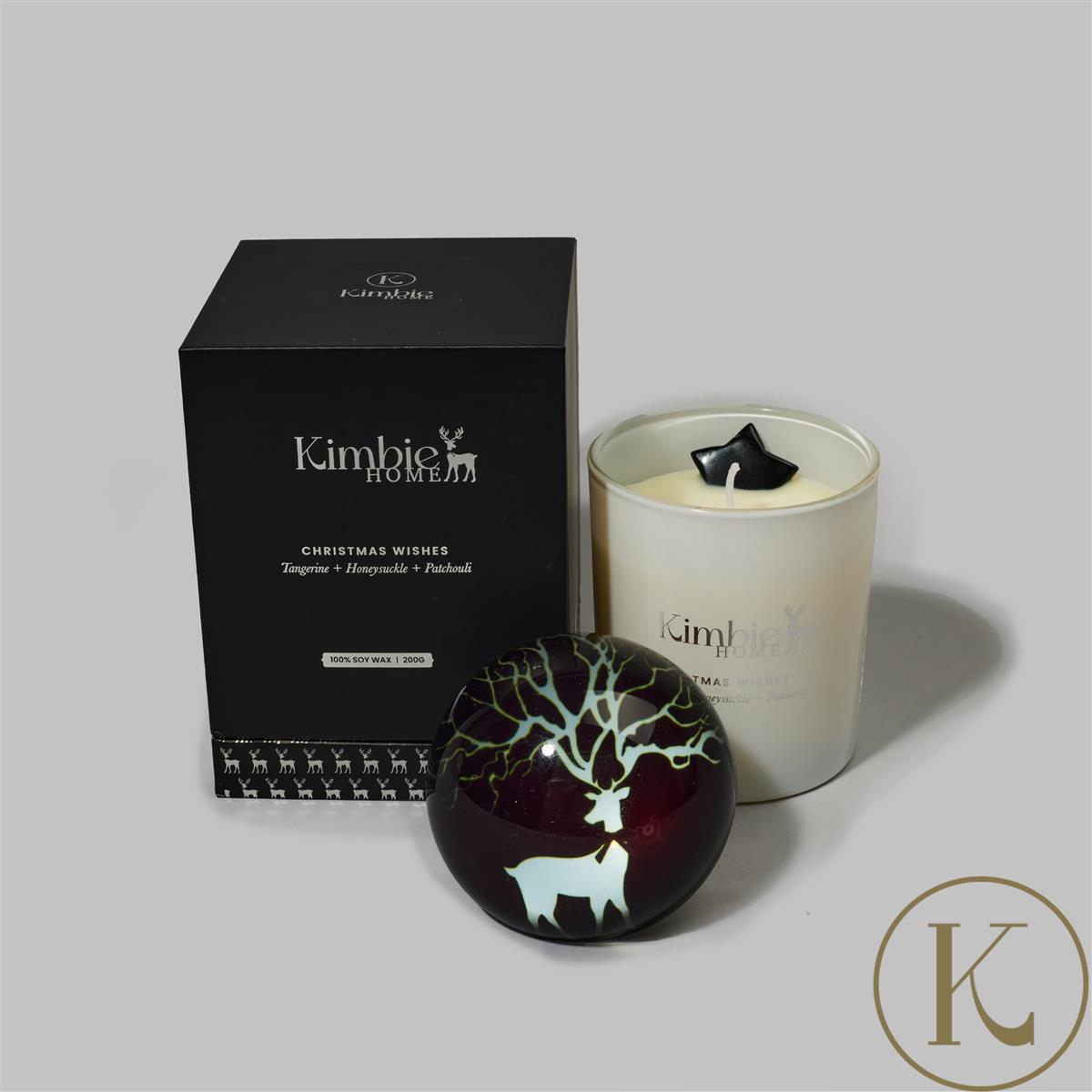 Christmas Wishes Home Paperweight Candle by Kimbie Home 200gm Gemporia