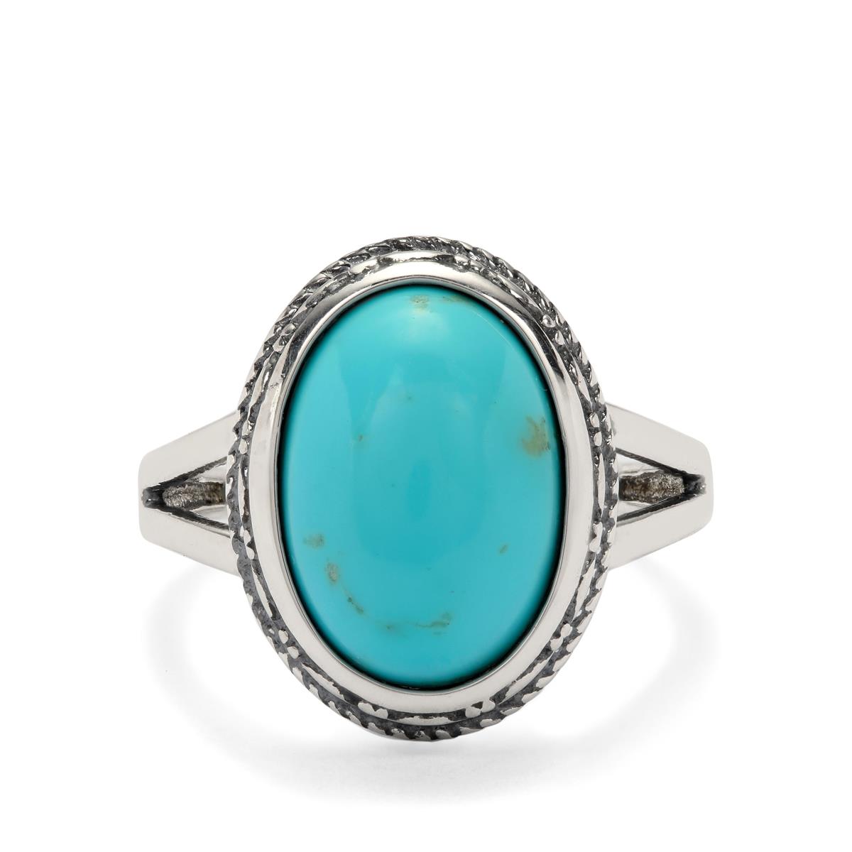 6.45cts ARMENIAN Turquoise Sterling Silver Oxidized Ring | Gemporia