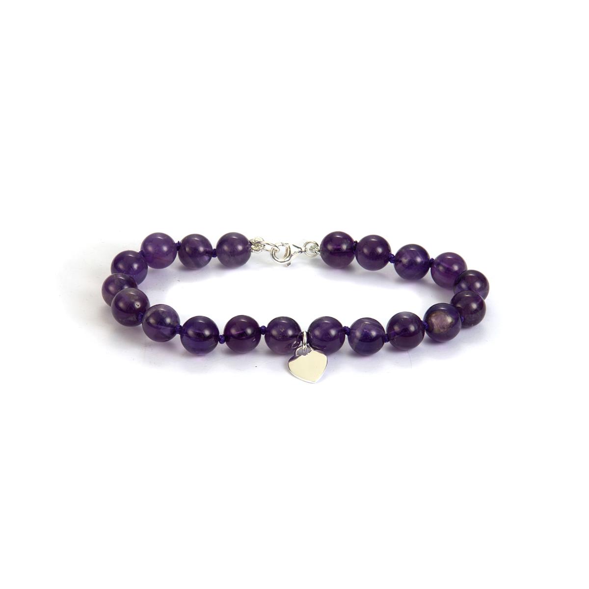 Ari Heart Silver Chain Bracelet in Amethyst