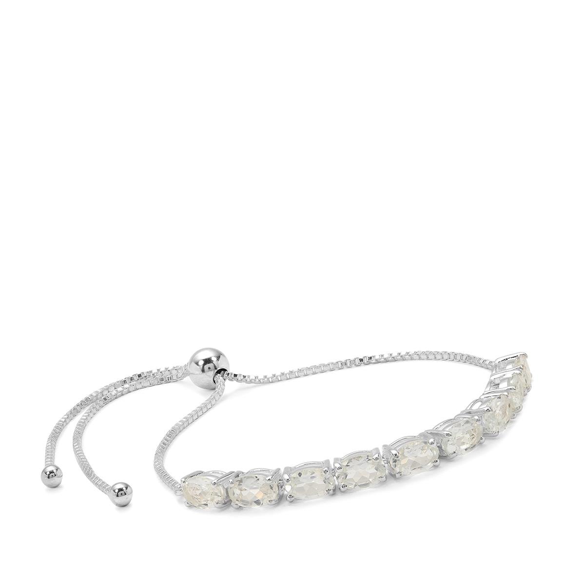 4cts White Topaz Sterling Silver Slider Bracelet | Gemporia