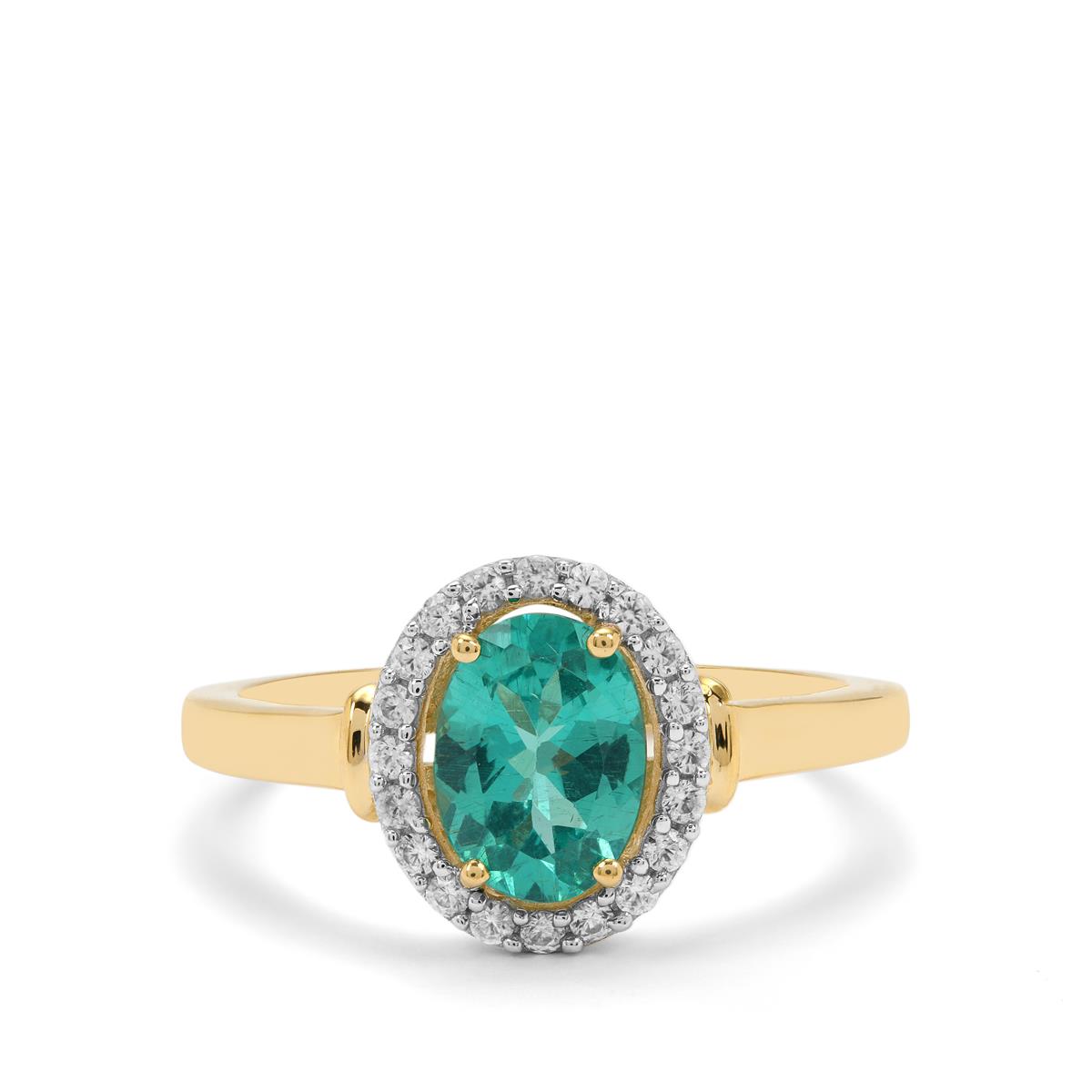 Botli Green Apatite & White Zircon 9K Gold Ring ATGW 1.45cts | Gemporia