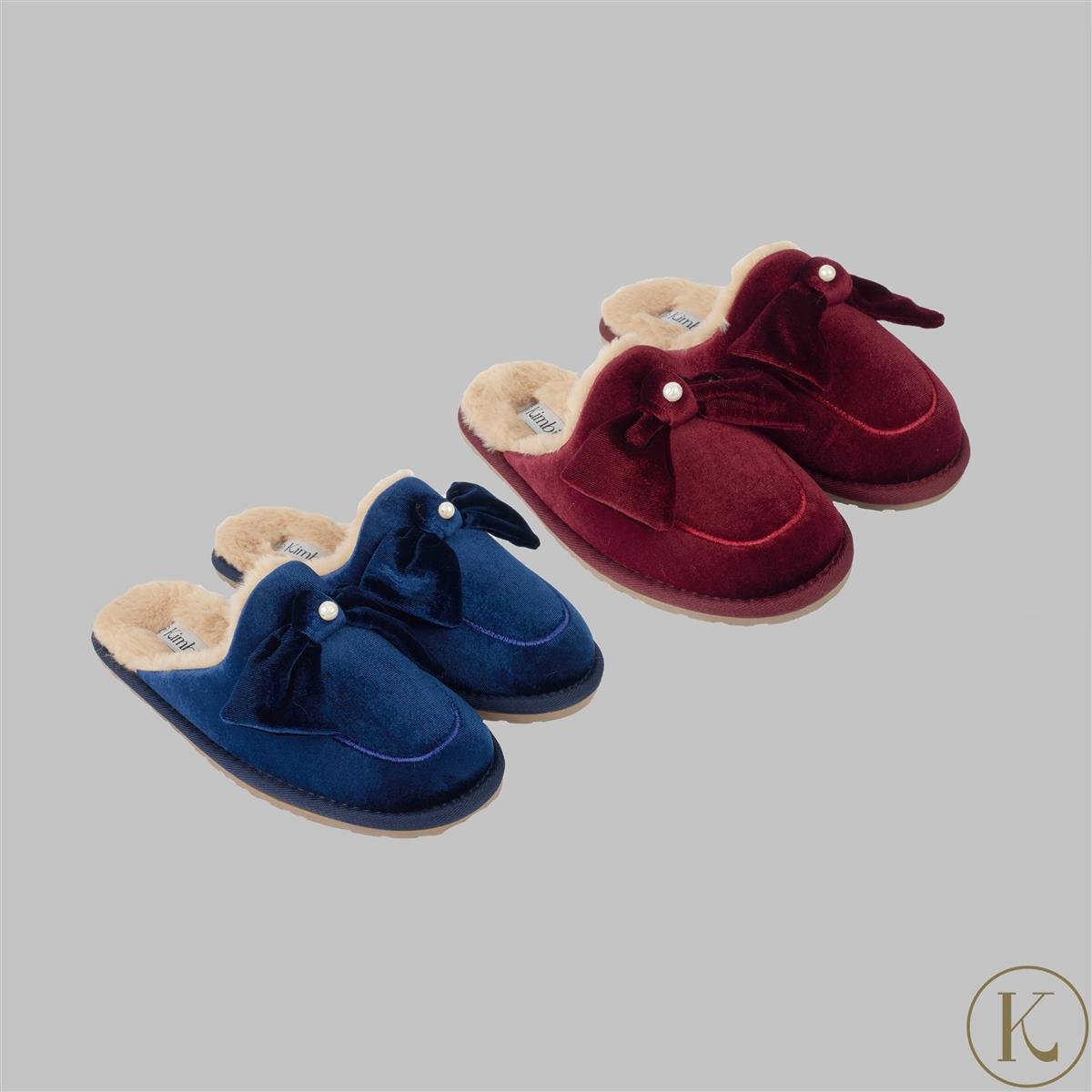 Velvet best sale bow slippers