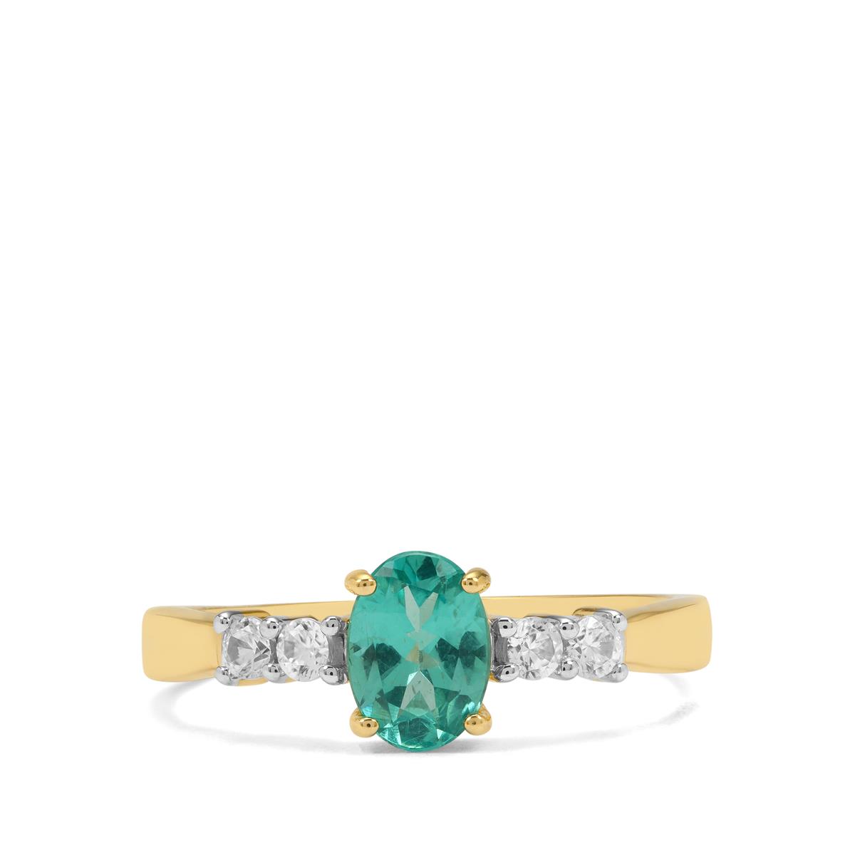 Botli Green Apatite & White Zircon 9K Gold Ring ATGW 1.10cts | Gemporia