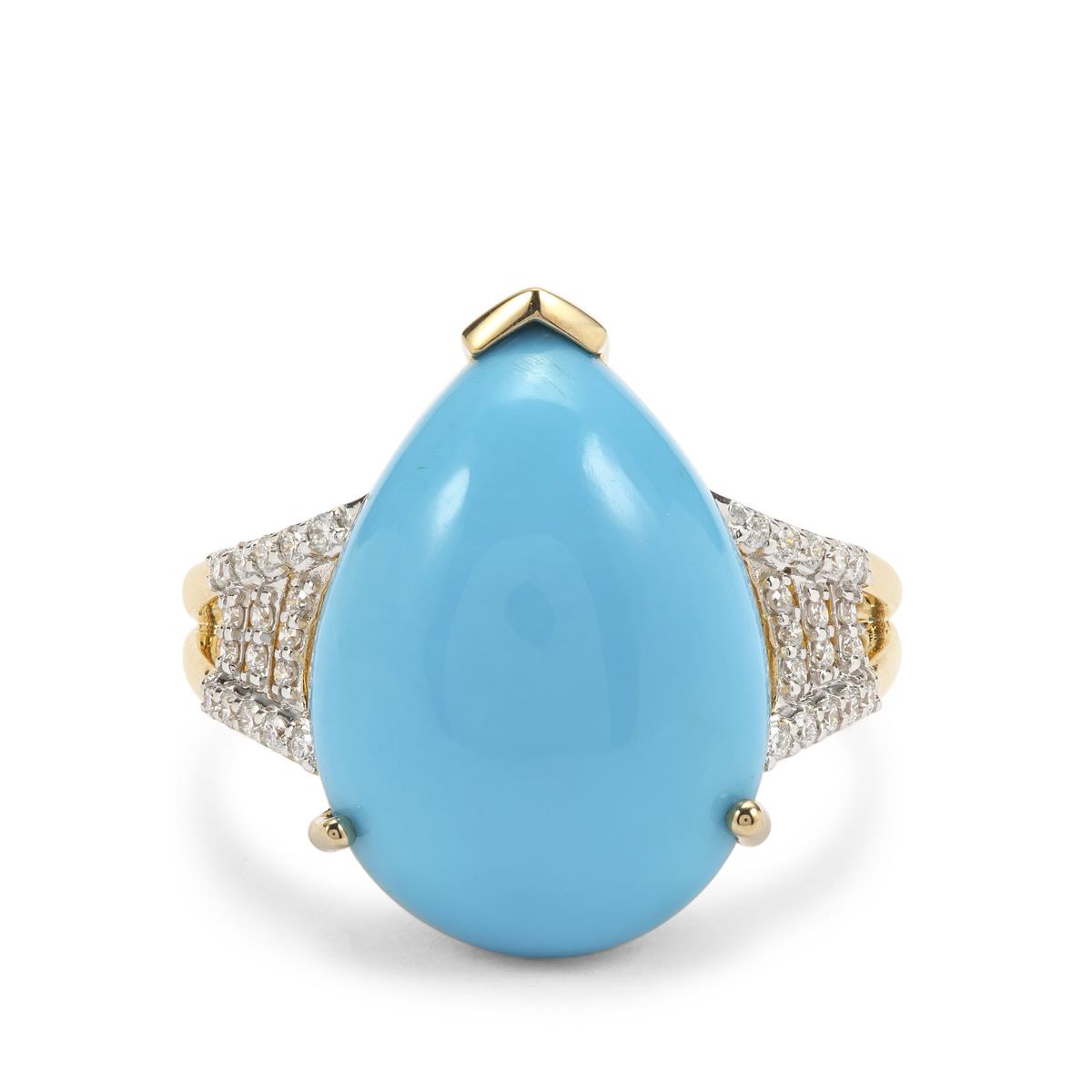 指輪・リング Sleeping Beauty Arizona Sleeping Beauty Turquoise Ring with Diamond in 18K Gold 9.28cts