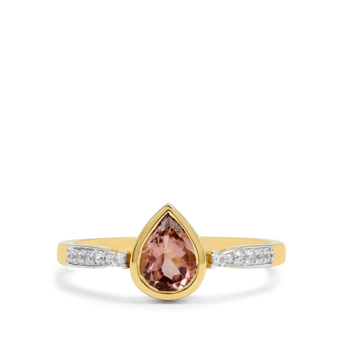 Lotus Tourmaline & White Zircon 9K Gold Ring ATGW 0.85ct Gemporia