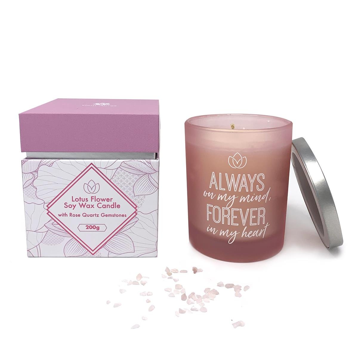 Gem Auras Lotus Flower Candle with Rose Quartz ATGW 30cts | Gemporia