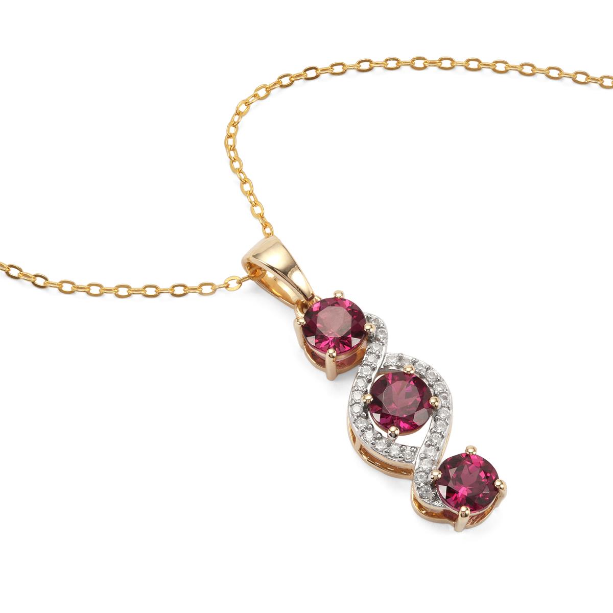 Gem Treasures 1.18ctw Purple Garnet & White Zircon Pendant w/ Chain main image 0