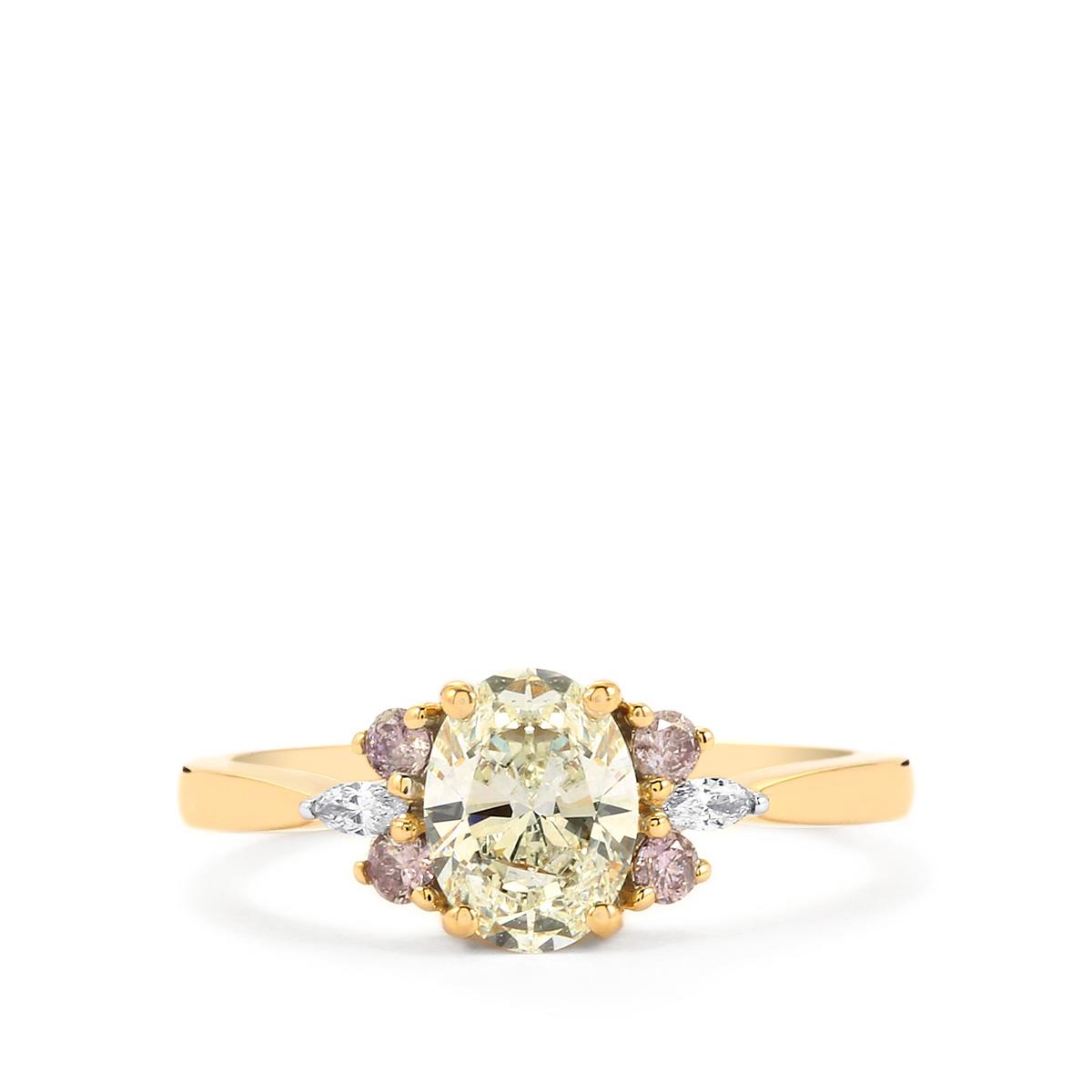 1.20ct Natural Coloured & White Diamond 18K Gold Lorique Ring | Gemporia