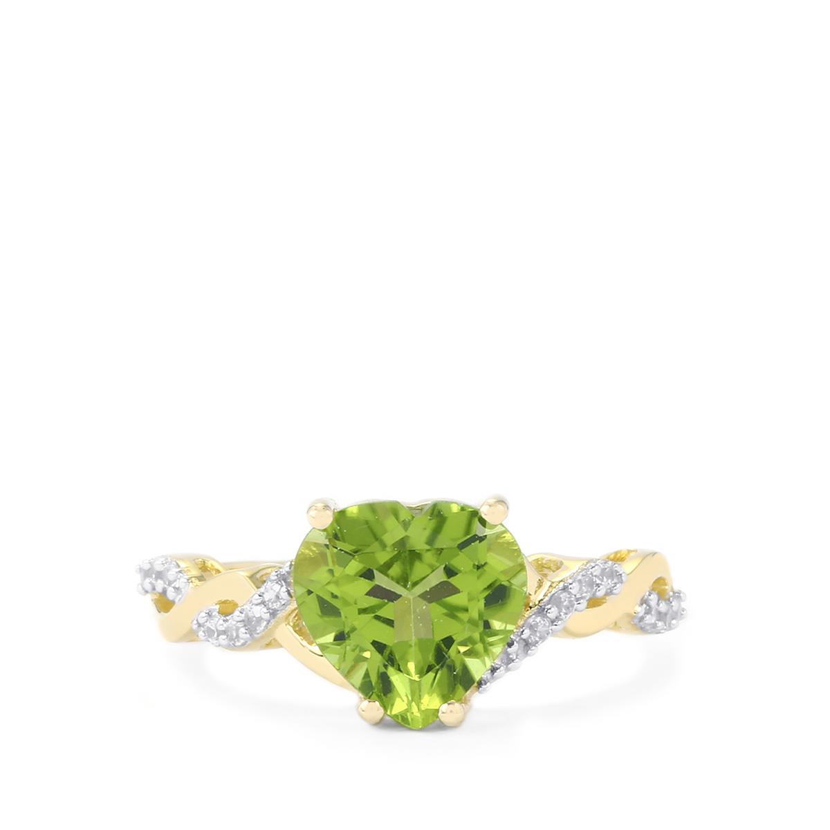 Changbai Peridot & White Zircon 9K Gold Ring ATGW 3.09cts Gemporia