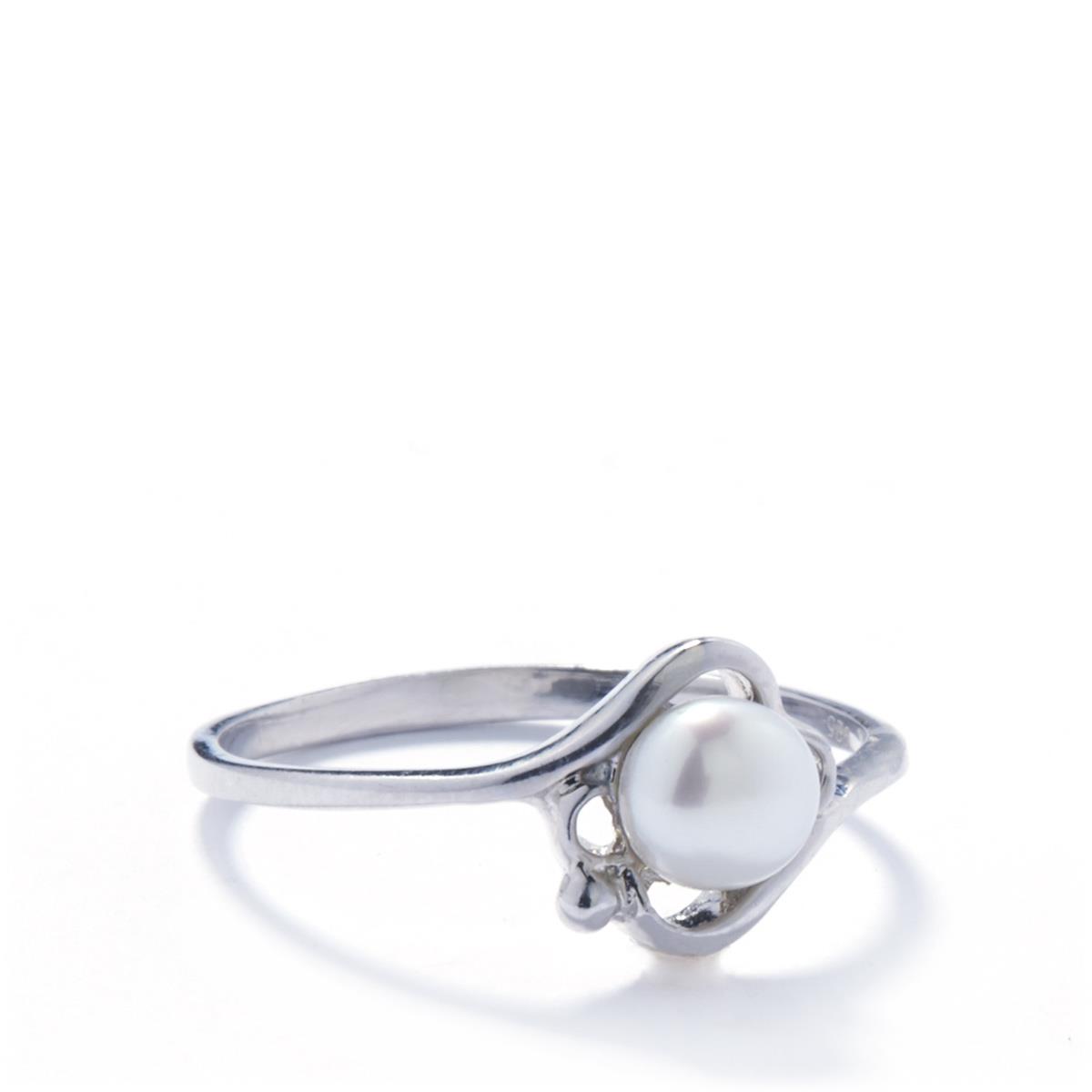 White Freshwater Cultured Pearl Sterling Silver Ring | Gemporia