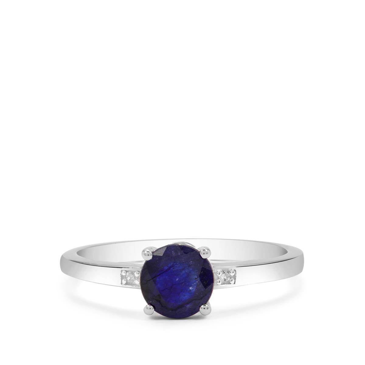 Blue Sapphire & Diamond Sterling Silver Ring | Gemporia